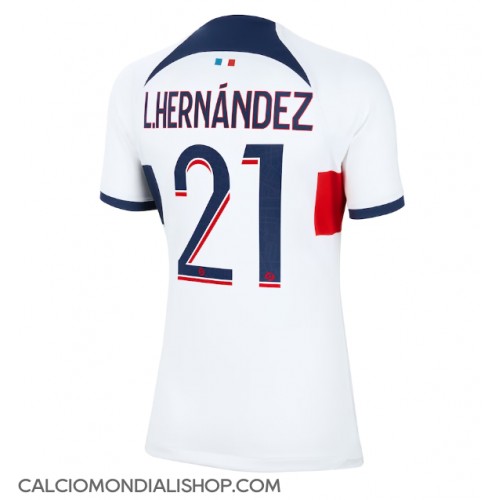 Maglie da calcio Paris Saint-Germain Lucas Hernandez #21 Seconda Maglia Femminile 2023-24 Manica Corta